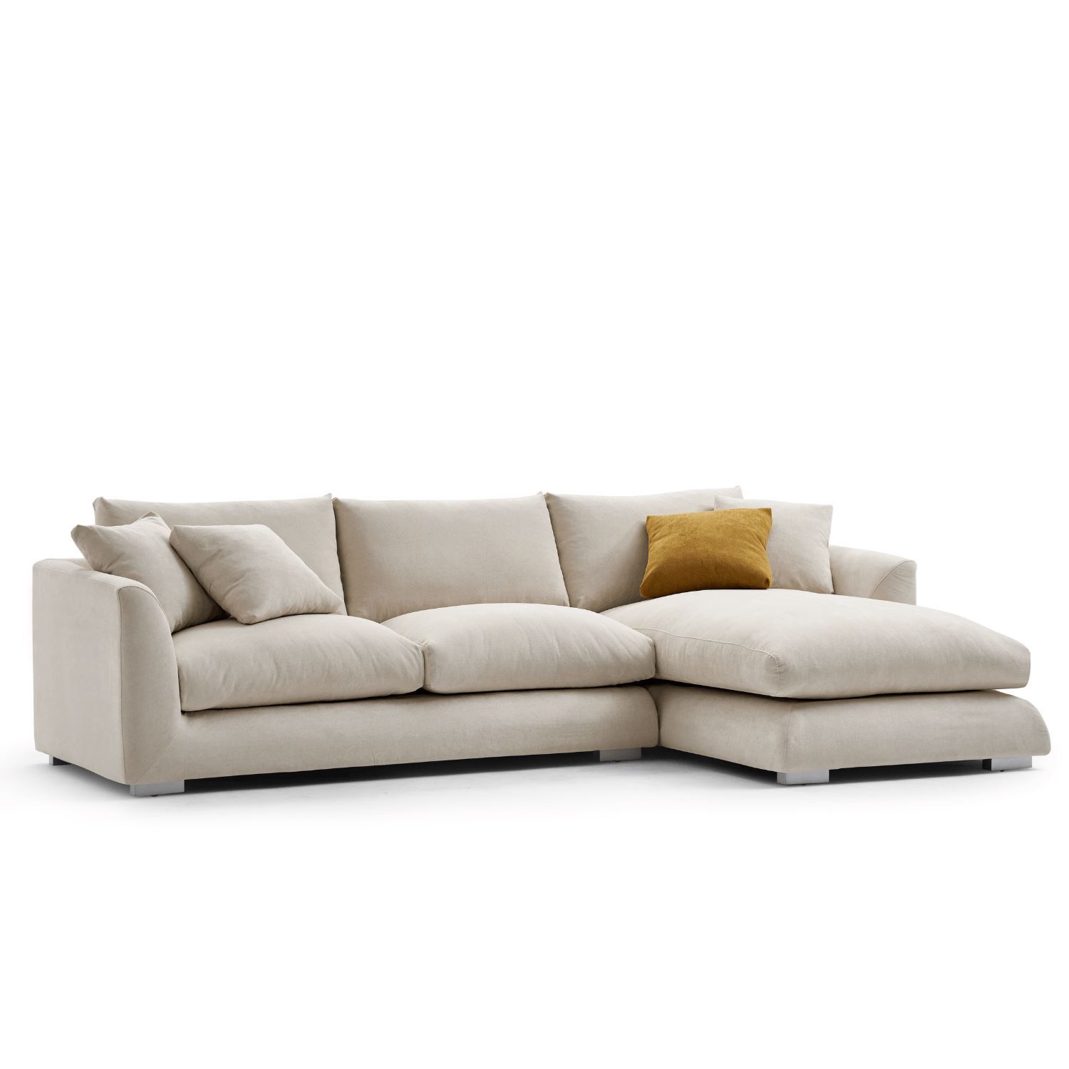 Feathers Sectional Sofa Mario Capasa Beige 88 inch Facing Right